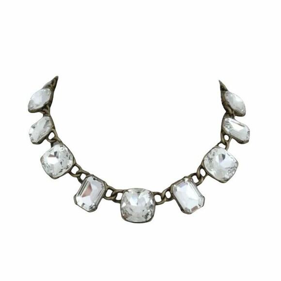 C. Wonder Women's Gold Tone Crystal Spring Ring Clasp Choker Necklace 16" - Picture 4 of 12